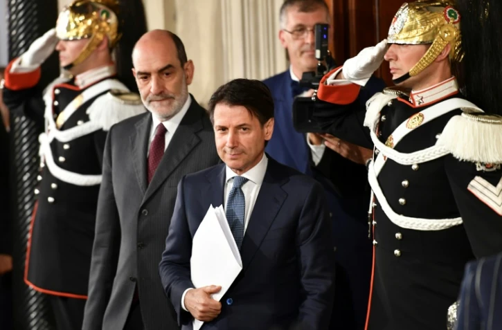 Giuseppe Conte, à l'issue d'une rencontre avec le président italien Sergio Mattarella, le 23 mai 2018 à Rome