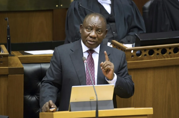 Le nouveau président sud-africain Cyril Ramaphosa devant le Parlement, le 20 février 2018 au Cap