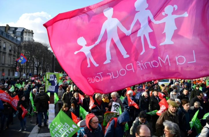 Manifestation à l'appel de la "Manif pour tous" contre l'extension de la PMA pour les couples de femmes, le 19 janvier 2020 à Paris