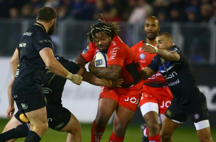 Le centre international de Toulon Mathieu Bastareaud (c) en Coupe d'Europe contre Bath, le 16 décembre 2017 à Bath