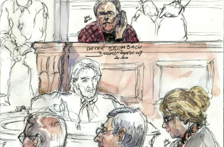 Croquis d'audience du 29 mars 2011 montrant Dieter Krombach lors de son procès aux assises à Paris