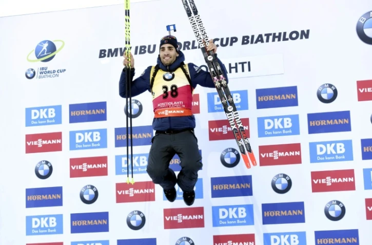Martin Fourcade vainqueur du sprint de Kontiolahti, en Finlande, le 10 mars 2017 