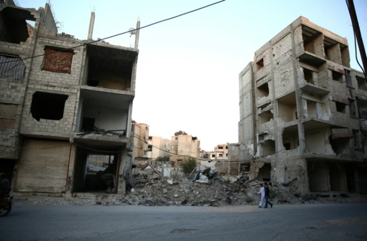 Une rue de Douma à l'est de Damas au premier jour de l'Aïd al-Fitr le 6 juillet 2016
