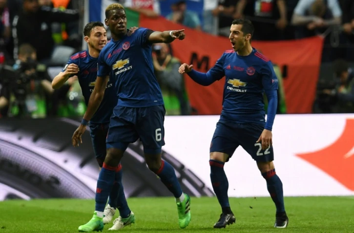 Paul Pogba a ouvert le score pour Manchester United face à l'Ajax en finale de la Ligue Europa, le 24 mai 2017 à la Friends Arena à Solna, près de Stockholm