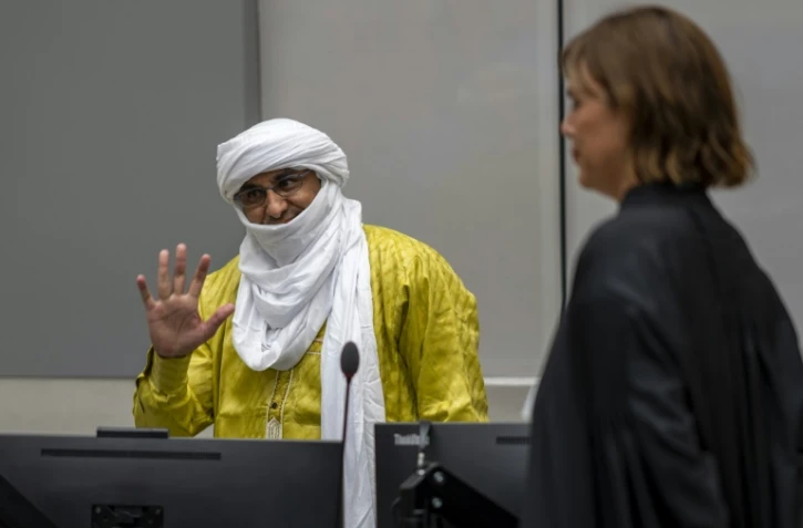 L'ancien chef de la police jihadiste à Tombouctou, le Malien Al Hassan Ag Abdoul Aziz Ag Mohamed Ag Mahmoud, lors d'une audience devant la Cour pénale (CPI) à la Haye
