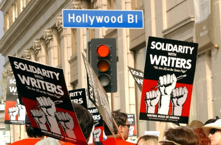 Manifestation durant la grève de 2007-2008 des scénaristes de télévision et cinéma américains, le 20 novembre 2007