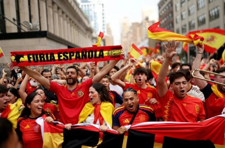 Des supporters espagnols au Madison Square Garden de New York samedi 18 juillet, veille de la finale du Mondial contre l'Argentine.