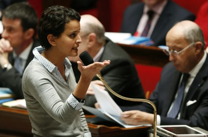 La ministre de l'Education nationale Najat Vallaud-Belkacem lors des questions au gouvernement le 26 janvier 2016 à l'Assemblée nationale à Paris 