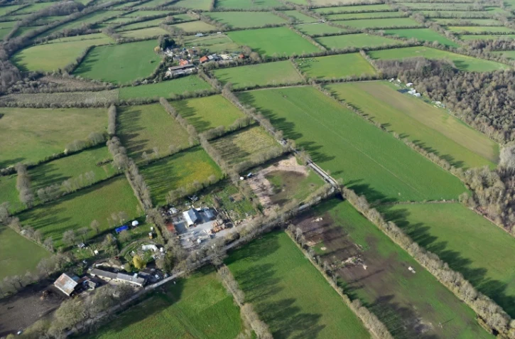 Vue aérienne de la Zad de Notre-Dames-des Landes (Loire-Atlantique), le 6 avril 2018 