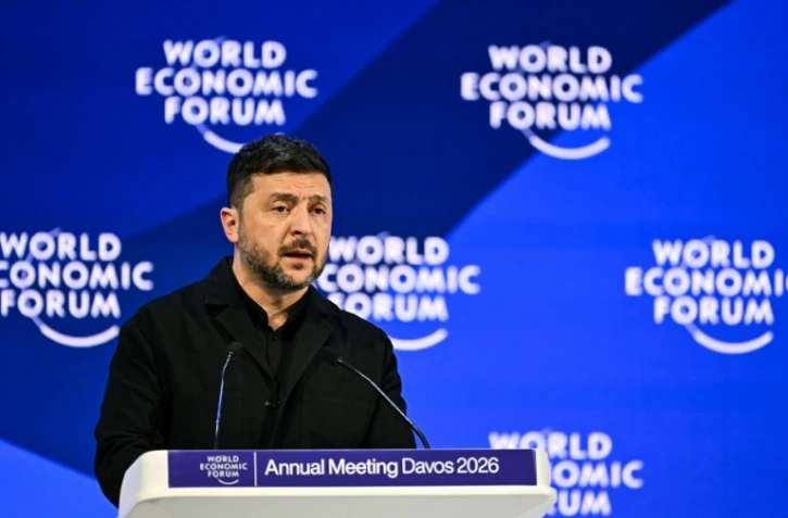 Le président ukraine Volodymyr Zelensky au Forum économique mondial (WEF) de Davos, le 22 janvier 2026 en Suisse