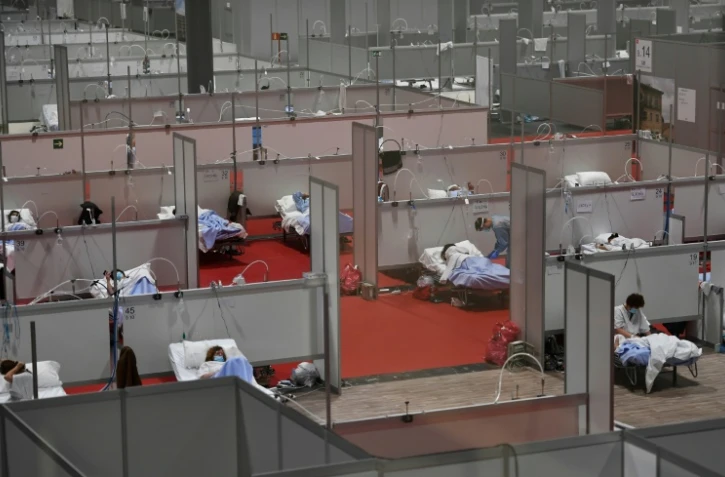 Un hôpital de campagne pour les patients contaminés par le Covid-19, le 3 avril 2020 à Madrid