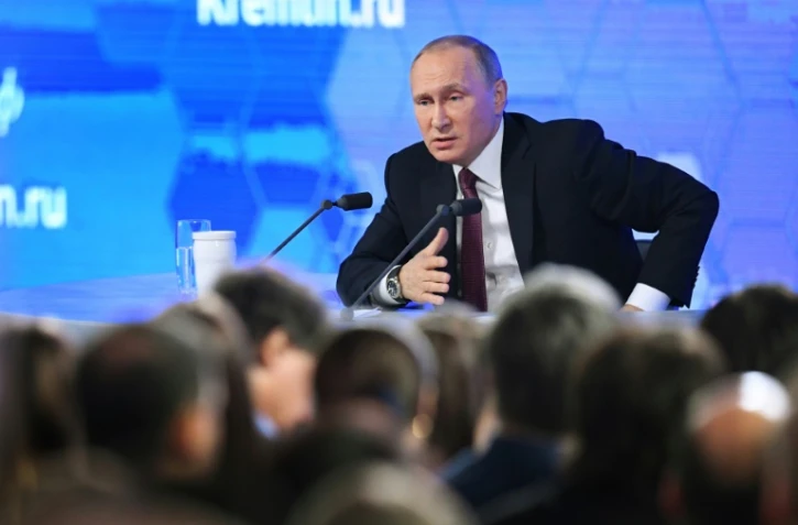 Vladimir Poutine lors de sa conférence de presse annuelle le 23 décembre 2016 à Moscou