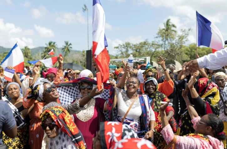 Manifestion de soutien à l'opération Wuambushu, le 27 avril 2023 à Chirongui, sur l'île de Mayotte