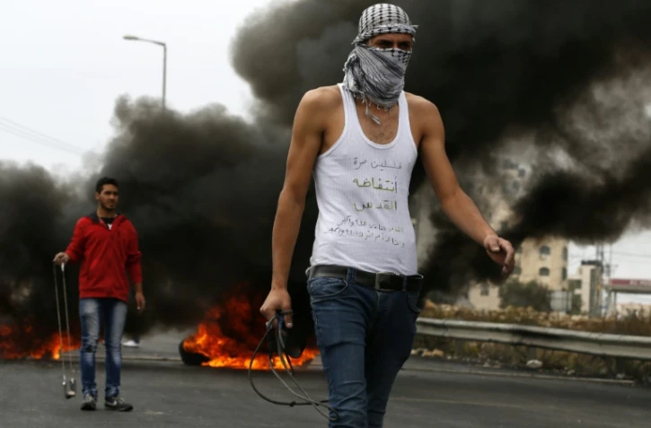 Un manifestant palestinien le 23 octobre 2015 àAl-Bireh