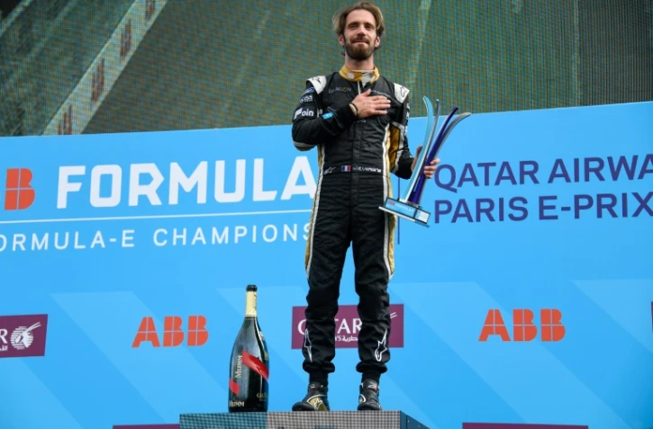 Le pilote français Jean-Eric Vergne (Techeetah) vainqueur du ePrix de Paris, le 28 avril 2018
