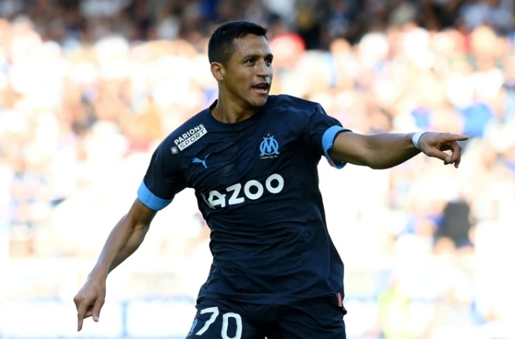 L'attaquant de Marseille Alexis Sanchez buteur sur le terrain d'Auxerre, le 3 septembre 2022