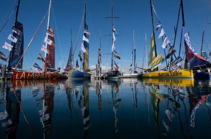 Des Imoca 60 du Vendée Globe, le 22 octobre 2020 aux Sables-d'Olonne