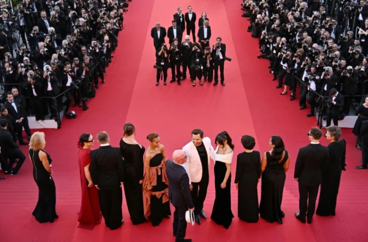 L'équipe du film de Jacques Audiard "Emilia Perez" avant sa projection, le 18 mai 2024 au Festival de Cannes