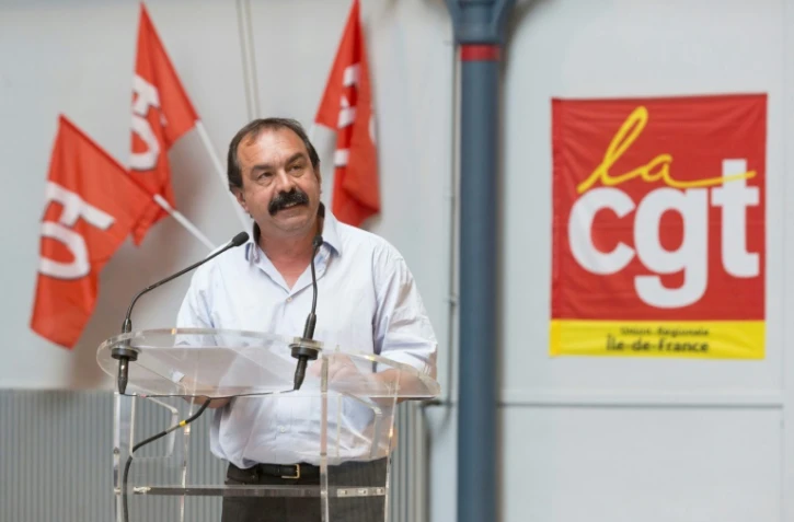 Le secrétaire général de la CGT Philippe Martinez s'exprime lors d'un meeting le 6 juillet 2016
