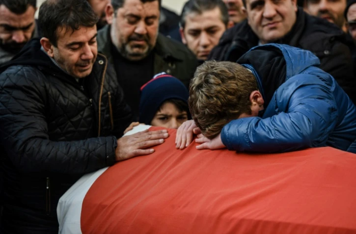 Funéraille d'une  victime de l'assaut contre la discothèque la Reina, le 1er janvier 2016 à Istanbul