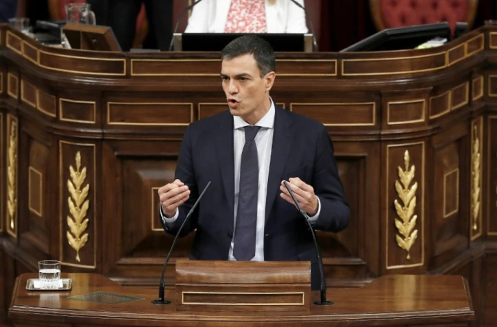 Le chef du Parti socialiste espagnol Pedro Sanchez au Parlement, à Madrid le 1er juin 2018