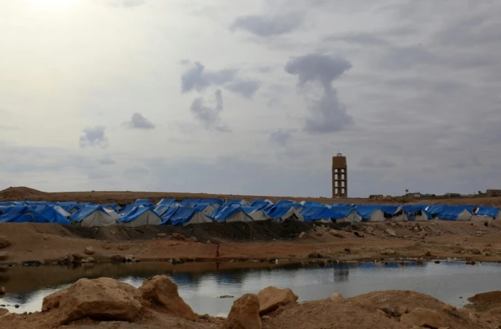 Une vue générale du camp où sont détenus les familles des jihadistes du groupe Etat islamique (EI) à Ain Issa, dans une zone du nord d ela Syrie tenue par les forces kurdes, le 15 février 2018