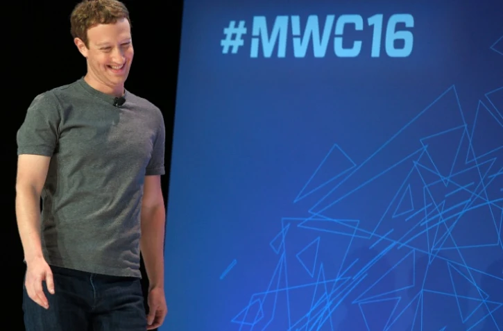 Mark Zuckerberg le 22 février 2016 au Mobile world congress (MWC) à Barcelone, le plus important salon au monde des télécoms