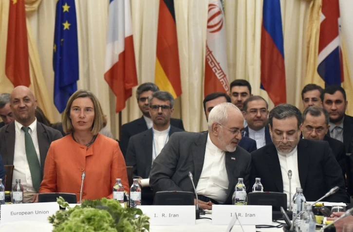 La représentante de la diplomatie européenne, Federica Mogherini, et le ministre des Affaires étrangères iranien Mohammad Javad Zarif à Vienne le vendredi 6 juillet pour une réunion destinée à sauver l'accord sur le nucléaire
