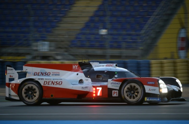 La Toyota N°7, (Toyota TS050 Hybrid LMP1 WEC) avec à son volant Kamui Kobayashi le 17 septembre 2020, lors des qualifications pour la 88e édition des 24H du Mans, sur le circuit Manceau.
