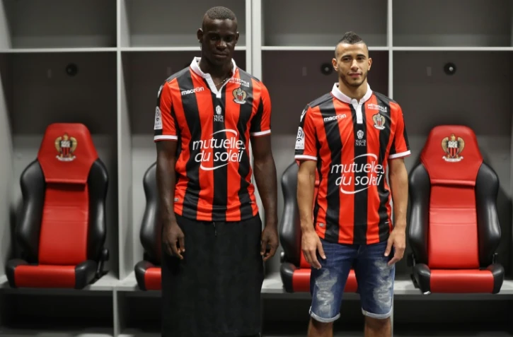 Mario Balotelli (g) et Younes Belhanda le 2 septembre 2016 à Nice