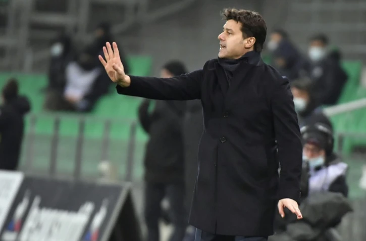 Le nouvel entraîneur argentin du Paris-SG, Mauricio Pochettino, lors du match de Ligue 1 à Saint-Etienne, le 6 janvier 2021