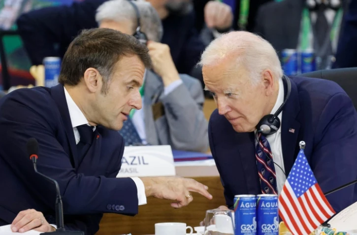 Emmanuel Macron et Joe Biden au sommet du G20 à Rio, au Brésil, le 19 novembre 2024