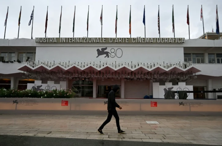 Le Palais du Cinéma à la veille de l'ouverture de la 80e Mostra de Venise, le 29 août 2023