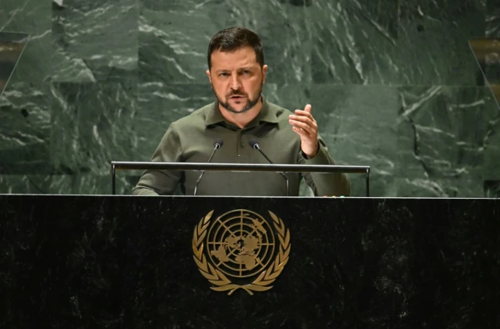 Le président ukrainien Volodymyr Zelensky s'adresse à l'Assemblée générale de
l'ONU à New York le 19 septembre 2023