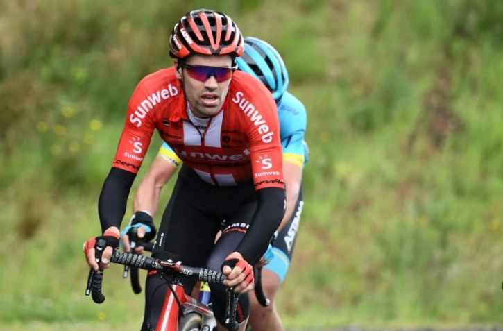 Le Néerlandais Tom Dumoulin lors de la 2e étape du Critérium du Dauphiné, le 10 juin 2019 à Craponne-sur-Arzon (Haute-Loire)