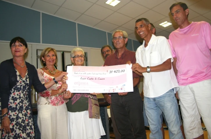 Mercredi 9 février 2011 - Remise du chèque aux membres de la Ligue contre le Cancer par les organisateurs d'Odyssea (Photo D.R)