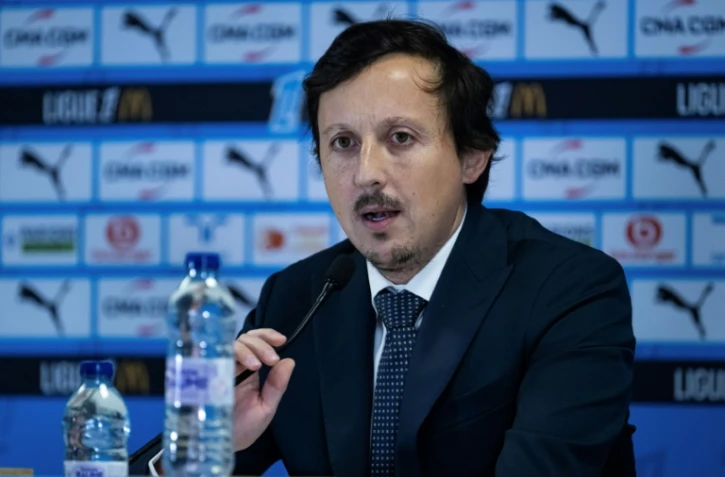 Pablo Longoria en conférence de presse au Vélodrome le 18 décembre 2024 
