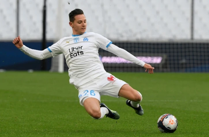 Le milieu de Marseille, Florian Thauvin, buteur lors du match de Ligue 1 à domicile contre Brest, le 13 mars 2021