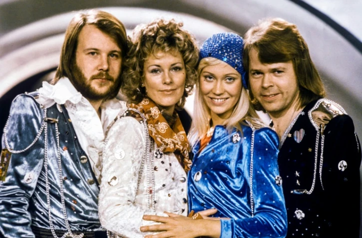 Le groupe de disco-pop suédois Abba à Stockholm en 1974 avec (de g à d): Benny Andersson, Anni-Frid Lyngstad, Agnetha Faltskog et Bjorn Ulvaeus