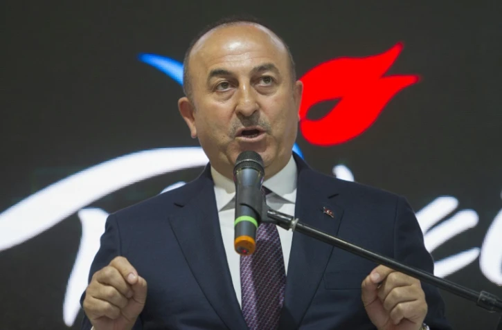 Le Premier ministre turc  Mevlut Cavusoglu en visite au salon international du tourisme le 8 mars 2017 à Berlin