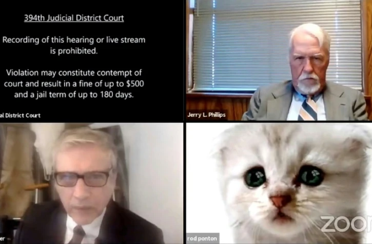 Capture d'écran de la visioconférence où l'avocat texan Rod Ponton est apparu en chat