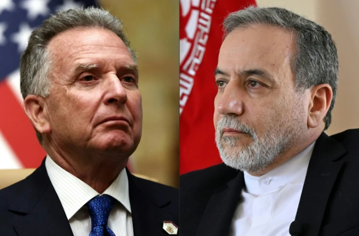 Montage photo de portraits de l'envoyé américain au Moyen-Orient, Steve Witkoff, le 18 février 2025 à Riyad, et du ministre iranien des Affaires étrangères, Abbas Araghchi, à Jeddah le 7 mars 2025