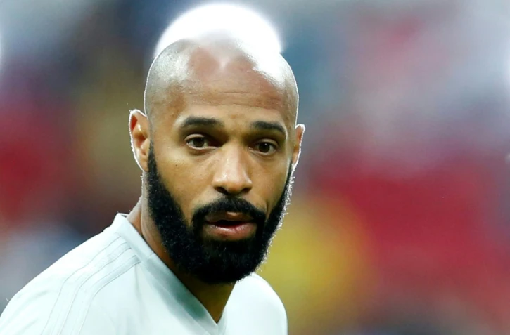 Le Français Thierry Henry, entraîneur adjoint de la Belgique, lors du quart de finale Belgique-Uruguay à Kazan, le 6 juillet 2018