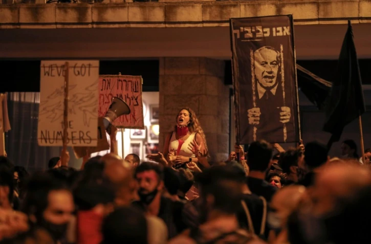 Manifestation contre le Premier ministre israélien Benjamin Netanyahu, accusé de corruption, le 25 juillet 2020 à Jérusalem