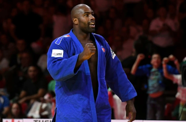 Teddy Riner (+100 kg) décroche son 9e titre de champion du monde  de judo en battant en finale le Brésilien David Moura, le 2 septembre 2017 à Budapest