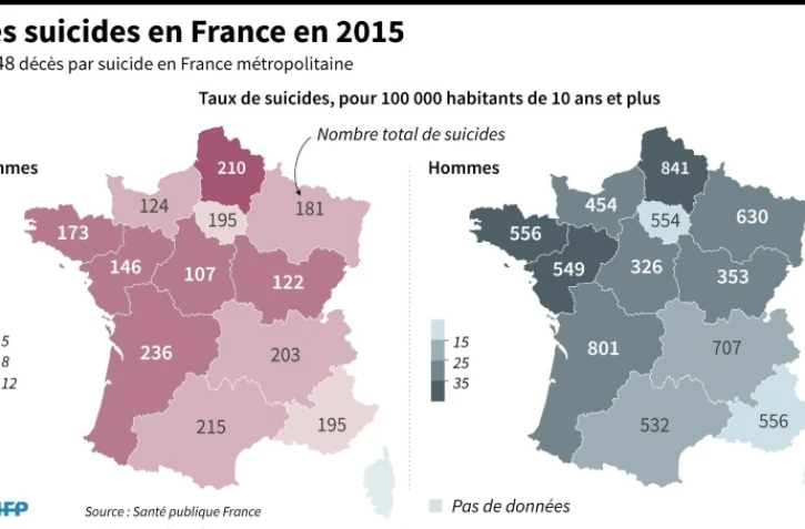 Les suicides en France en 2015