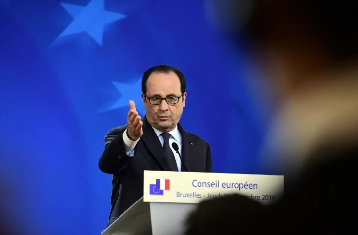 François Hollande s'est exprimé à Bruxelles au cours d'une conférence de presse, le 15 décembre 2016