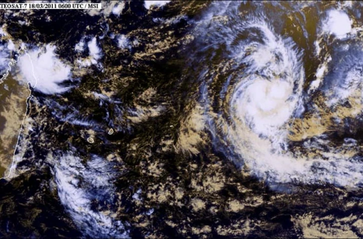 La tempête tropicale modérée Cherono se situait à 10h à 1 805 km des côtes réunionnaises (Image: Mtotec.com)