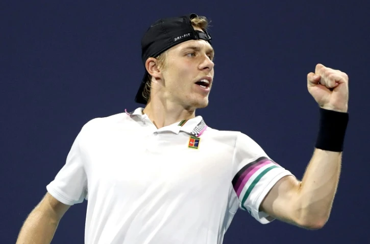 Le Canadien Denis Shapovalov face à l'Américain Frances Tiafoe en quarts de finale du Masters 1000 de Miami, le 28 mars 2019 