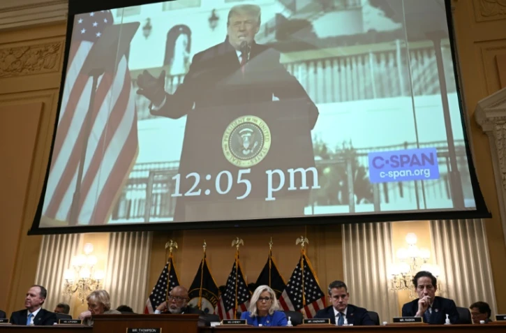 Une vidéo de l'ancien président Donald Trump diffusée lors de l'audition de la commission parlementaire enquêtant sur l'assaut du Capitole, le 9 juin 2022 